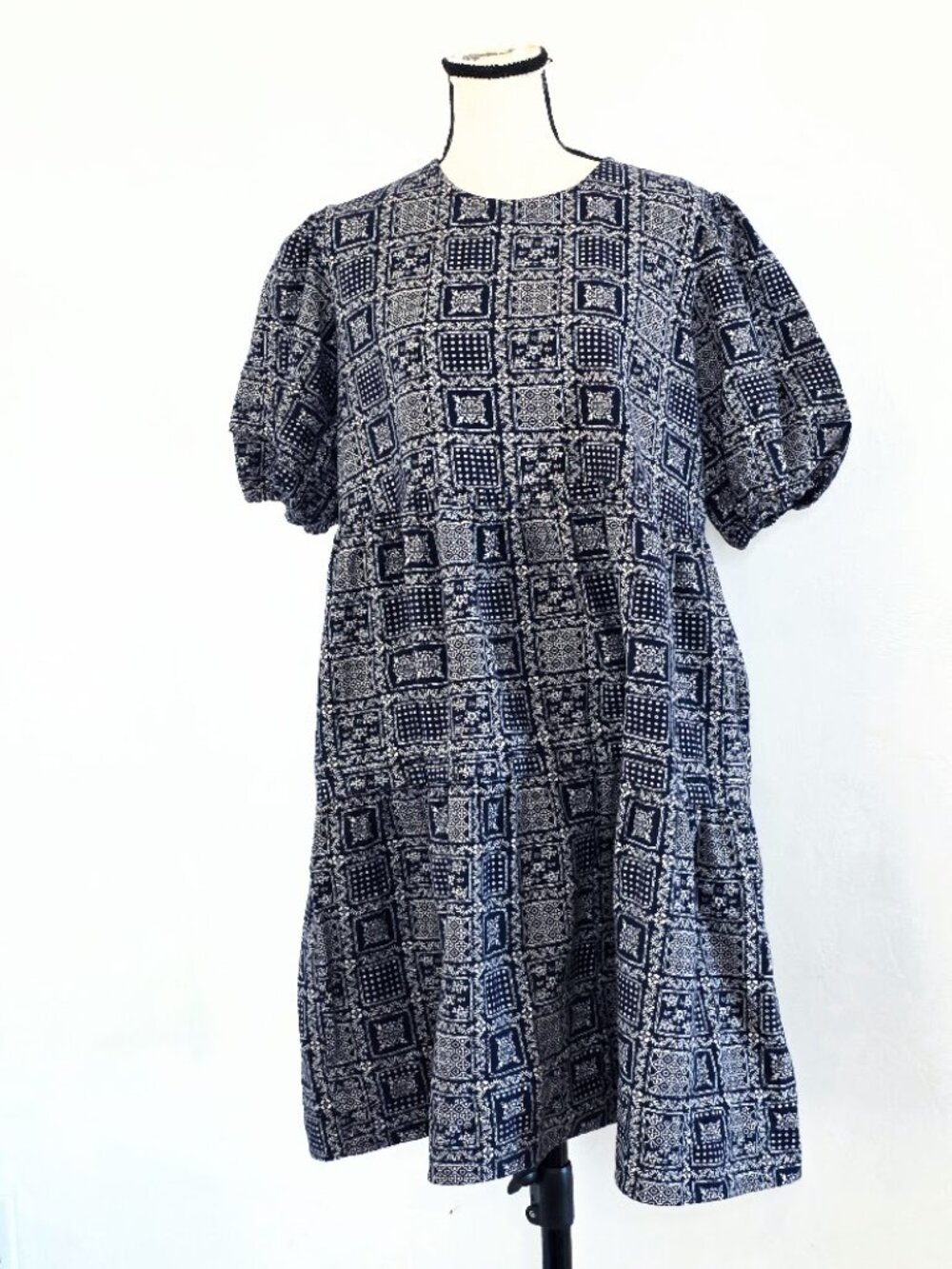 Love Olive Co. Gracie Dress in Navy Bandana Print - Size L (Excellent Condition)